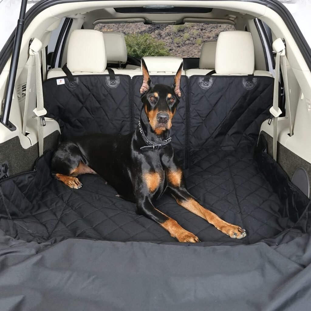 4Knines SUV Cargo Liner for Fold Down Seats - Heavy Duty - 60/40 Split and Armrest Pass-Through Compatible - USA Based Company (Large, Black)